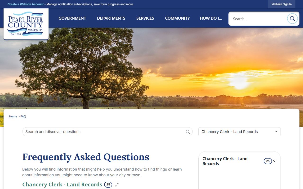 Pearl River County Chancery land-record copy FAQ for probate documents